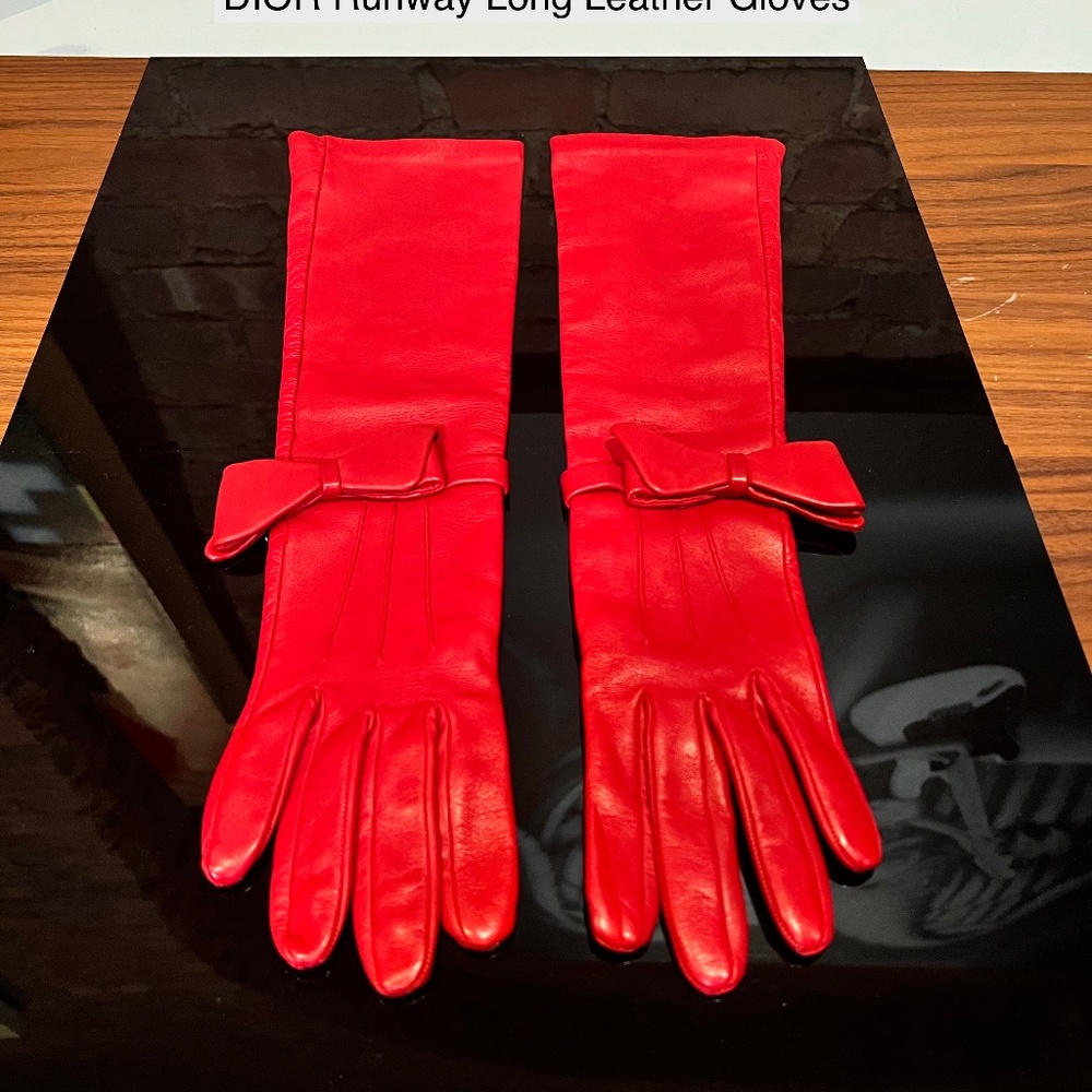 Dior Red Lambskin Long Gloves - Runway